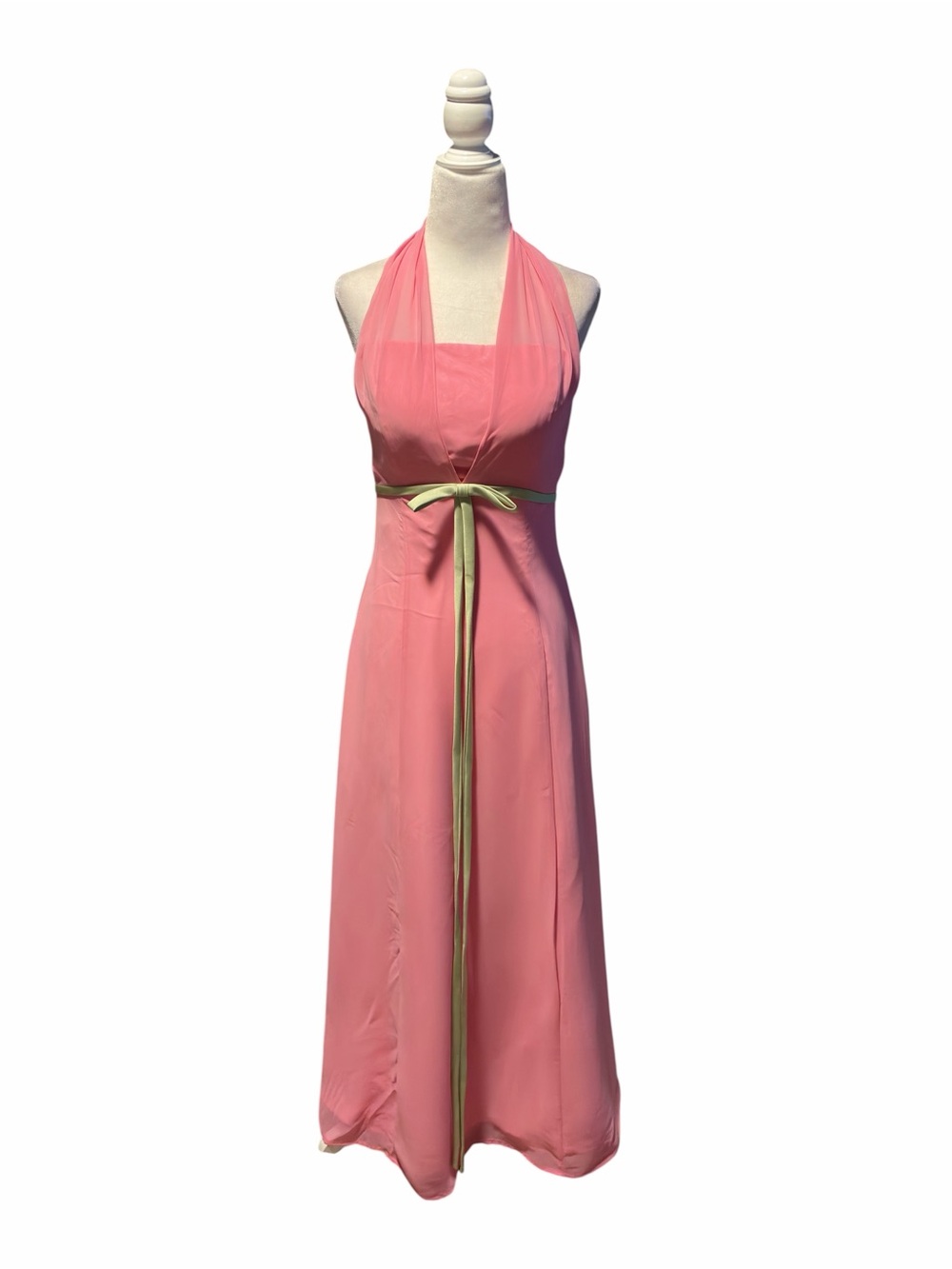 Jordan Pink Halter Maxi Dress with Cream Waist Tie